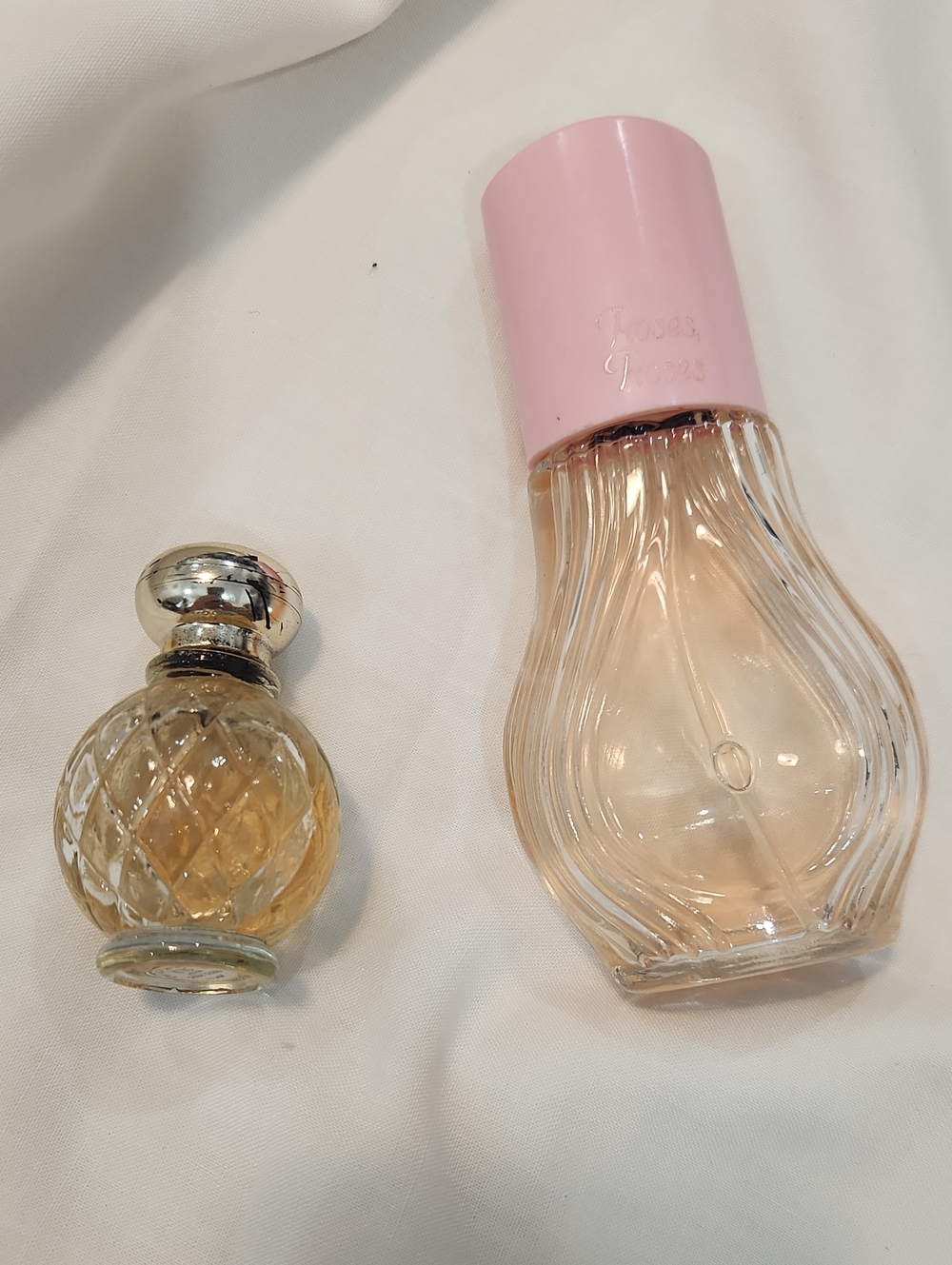 Avon ROSES ROSES Pink and Clear Glass Perfume Bottles